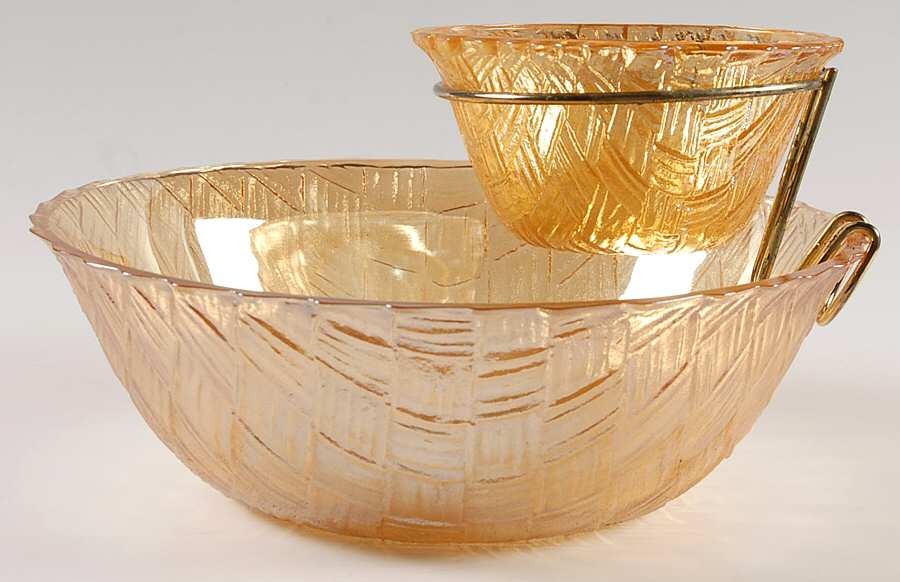 Weavetex Iridescent Gold Chip & Dip Dessert Set with Metal Handle by Indiana Glass-1