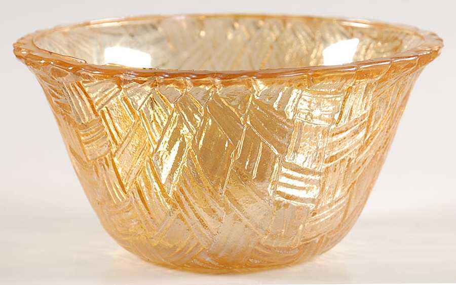 Weavetex Iridescent Gold Small Dessert Bowl by Indiana Glass-1