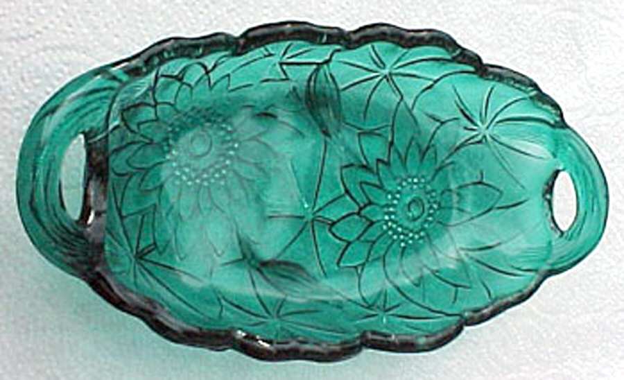 Lily Pons Teal 9" Oval Celery by Indiana Glass-1