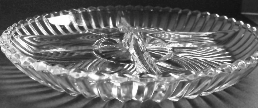 259 Clear 7" Round 4 Part Relish by Indiana Glass-1