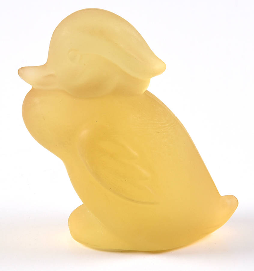Heisey By Imperial Animals & Figurines Sunshine Yellow Frosted Standing Duckling by Imperial Glass-Ohio-1