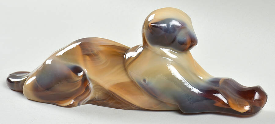 Heisey By Imperial Animals & Figurines Carmel Slag Tiger Paperweight by Imperial Glass-Ohio-1
