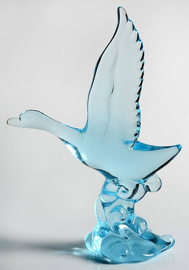 Heisey By Imperial Animals & Figurines Mallard (Wings Up)-Light Blue by Imperial Glass-Ohio-1