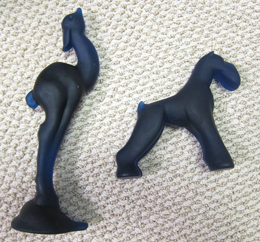 Heisey By Imperial Animals & Figurines Ultra Blue Frosted Airedale Dog by Imperial Glass-Ohio-1