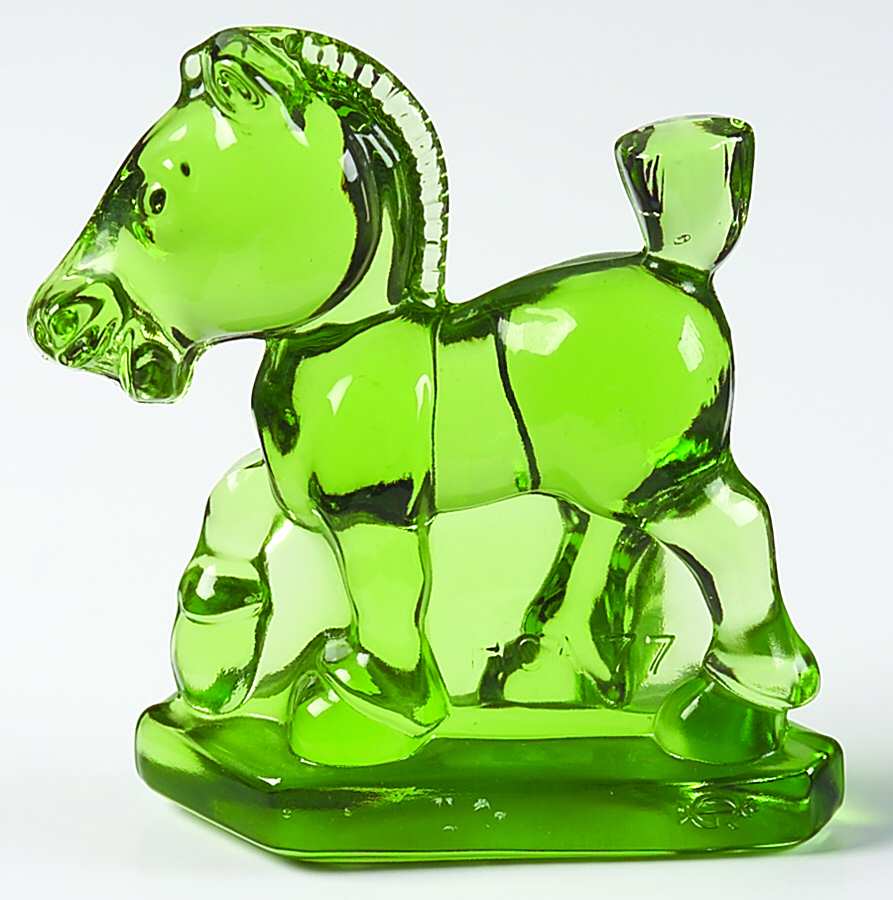 Heisey By Imperial Animals & Figurines Oscar (Plug Horse)-Fern Green by Imperial Glass-Ohio-1