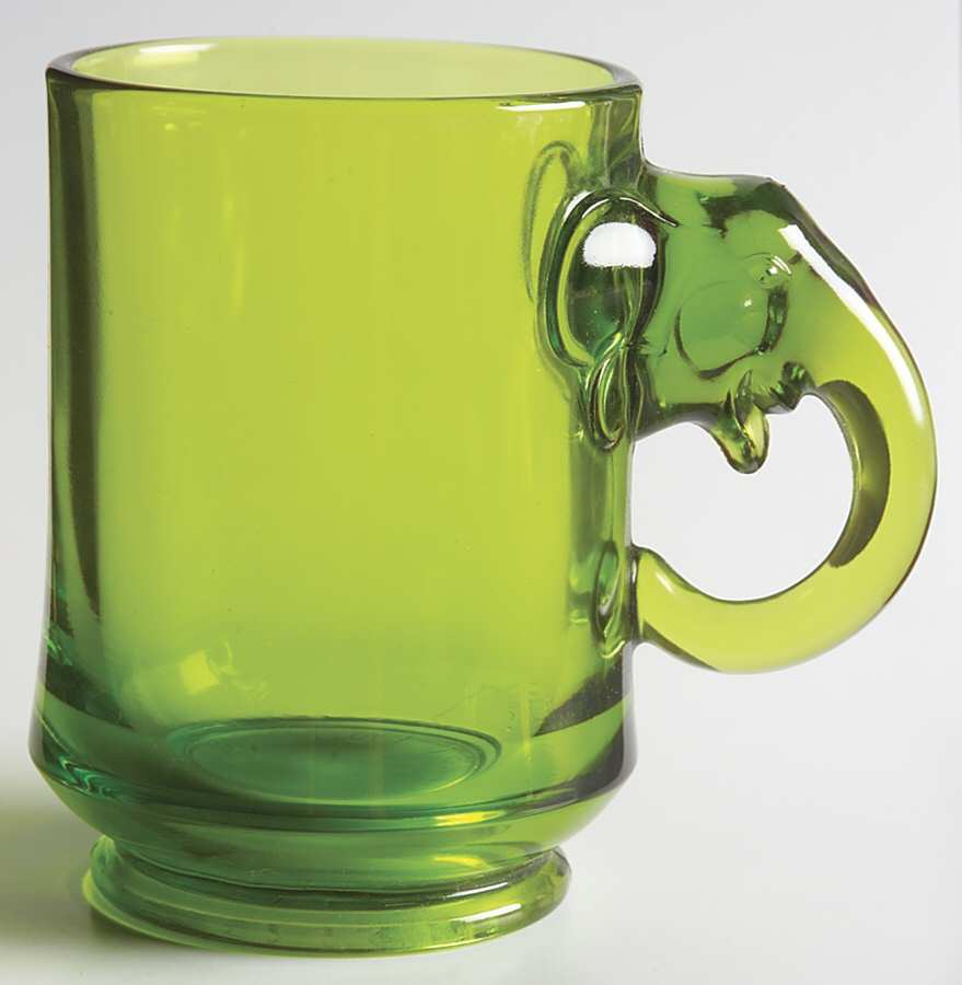 Heisey By Imperial Animals & Figurines Green Elephant Handle Mug by Imperial Glass-Ohio-1