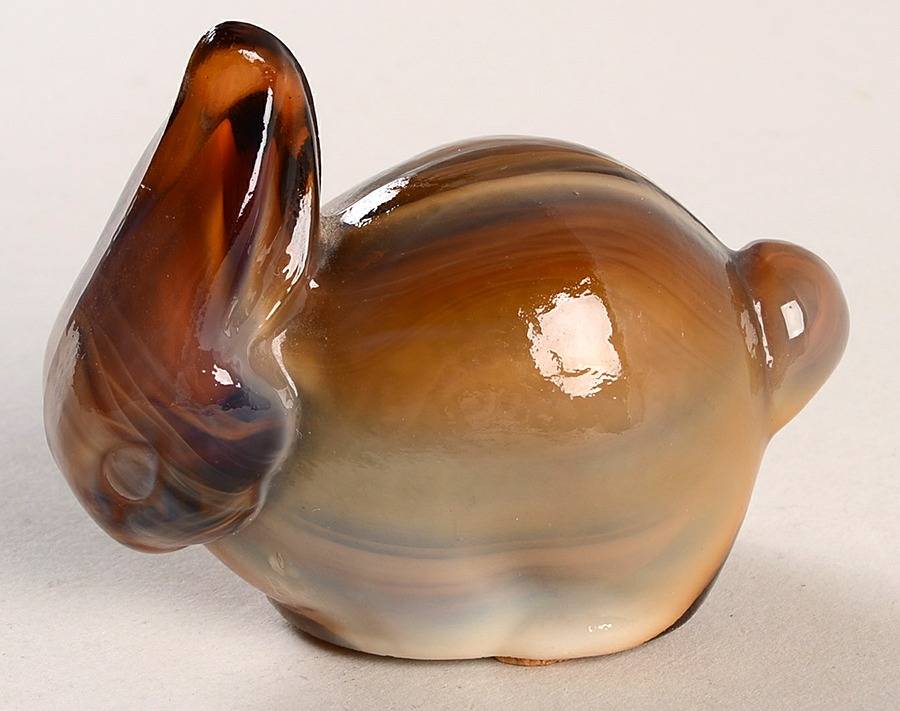 Heisey By Imperial Animals & Figurines Bunny (Head Down)-Carmel Slag by Imperial Glass-Ohio-1