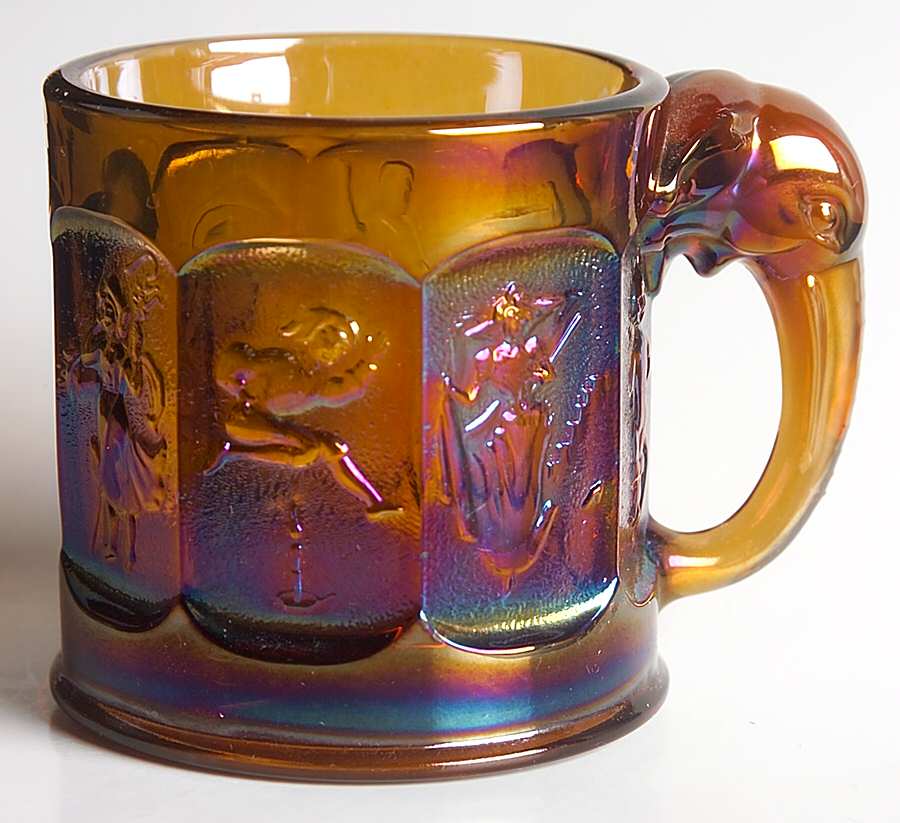 Heisey By Imperial Animals & Figurines Amber Carnival Story Book Mug by Imperial Glass-Ohio-1