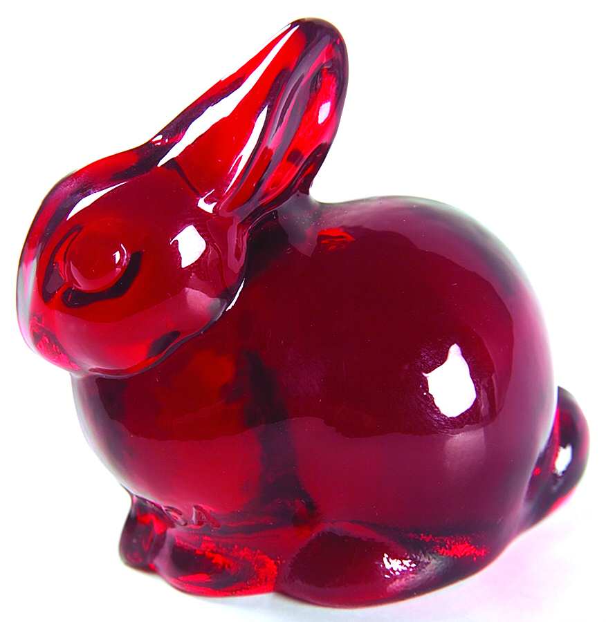 Heisey By Imperial Animals & Figurines Bunny (Head Up)-Ruby by Imperial Glass-Ohio-1