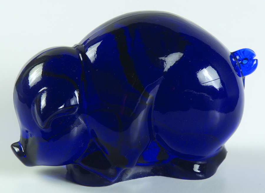 Heisey By Imperial Animals & Figurines Ultra Blue Sow (Mama) by Imperial Glass-Ohio-1