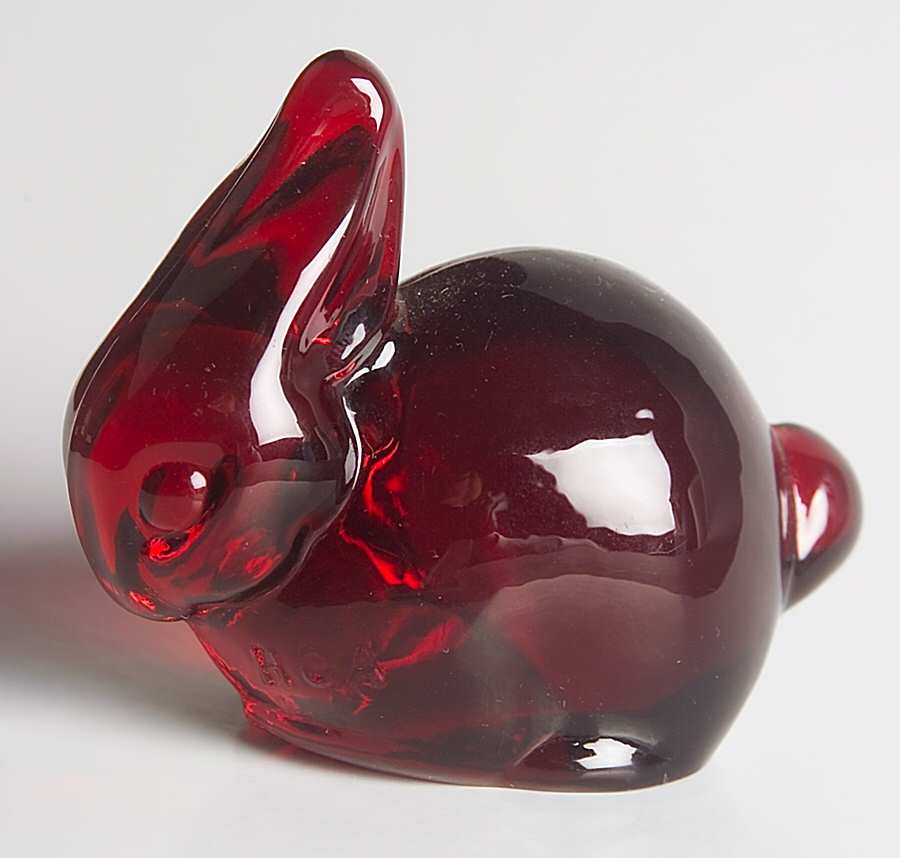 Heisey By Imperial Animals & Figurines Bunny (Head Down)-Ruby by Imperial Glass-Ohio-1