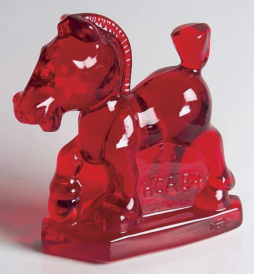 Heisey By Imperial Animals & Figurines Oscar (Plug Horse)-Ruby by Imperial Glass-Ohio-1