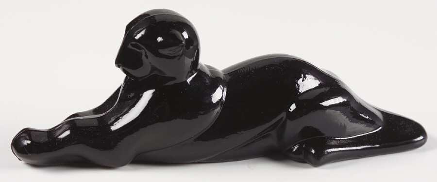 Heisey By Imperial Animals & Figurines Black Tiger Paperweight by Imperial Glass-Ohio-1