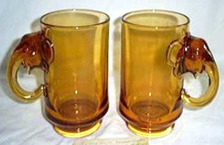 Heisey By Imperial Animals & Figurines Mug-Elephant Handle/Amber by Imperial Glass-Ohio-1