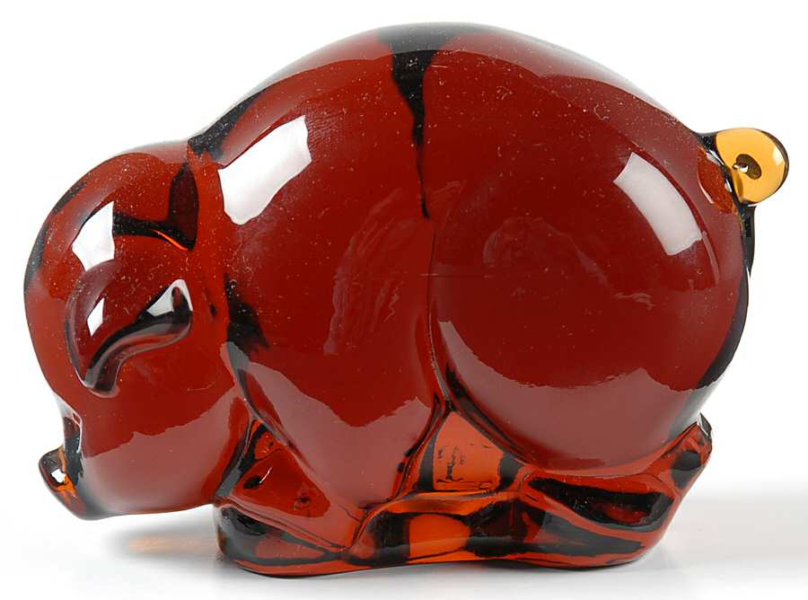 Heisey By Imperial Animals & Figurines Amber Sow Mama by Imperial Glass-Ohio-1