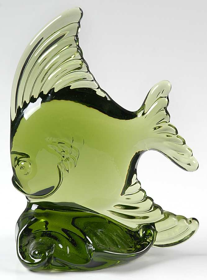 Heisey By Imperial Animals & Figurines Green (Verde) Fish Bookend by Imperial Glass-Ohio-1
