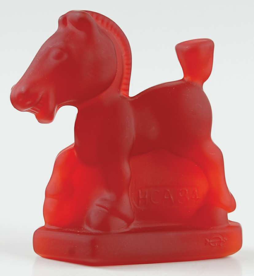 Heisey By Imperial Animals & Figurines Oscar (Plug Horse)-Ruby/Frosted by Imperial Glass-Ohio-1