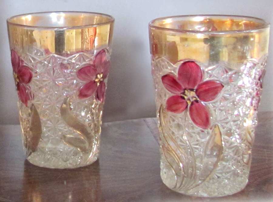 Daisy and Button Ruby Flash Gold Flat Tumbler by Indiana Glass-1