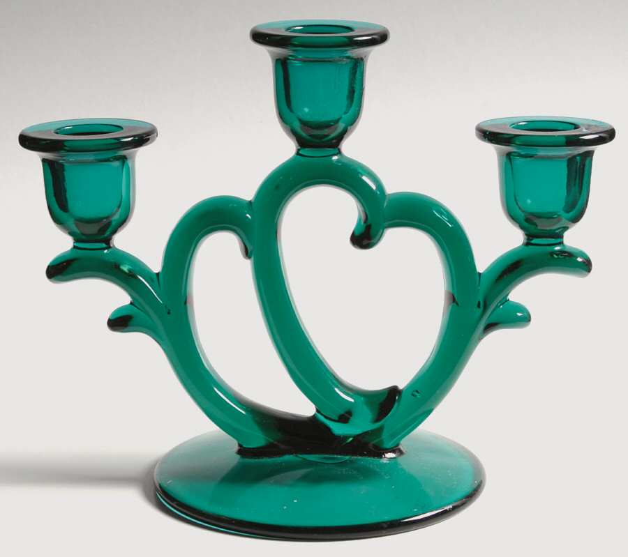 753 Stiegel Green 3 Light Candlestick by Imperial Glass-Ohio-1