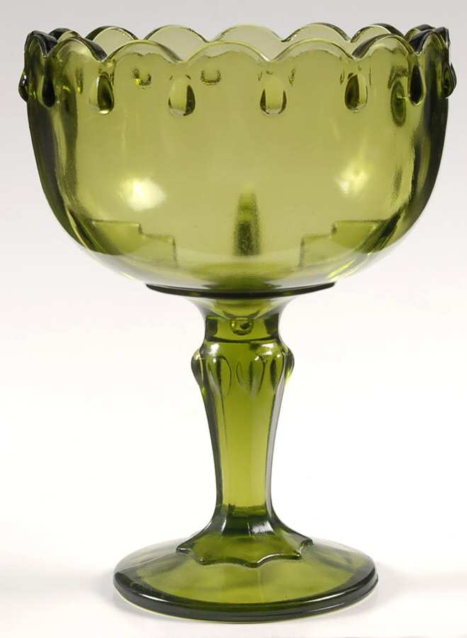 Teardrop Green 7 1/2" X 5 1/2" Footed Planter by Indiana Glass-1