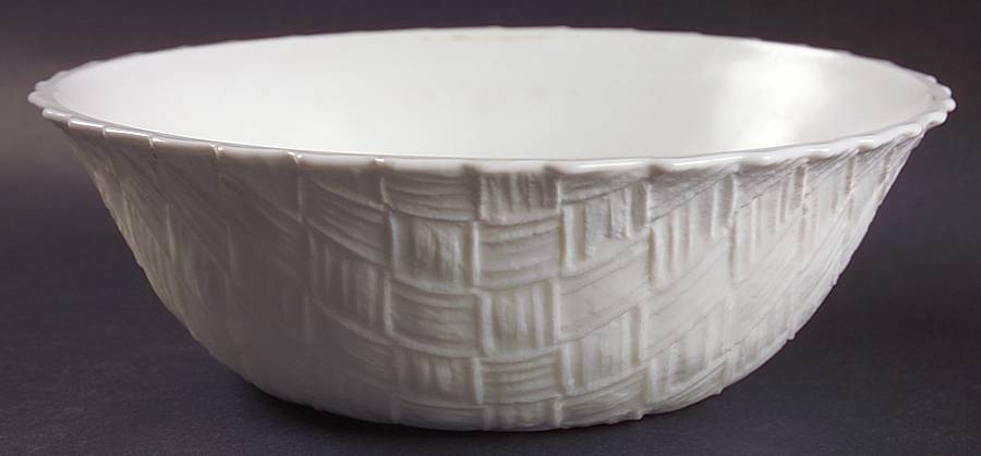 Weavetex Milkglass Large Dessert Bowl by Indiana Glass-1