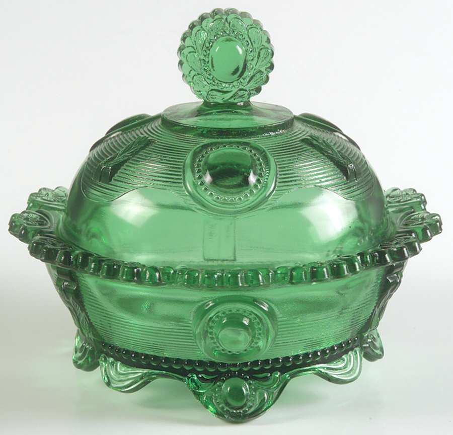 Dewey Green Round Covered Butter by Indiana Tumbler and Goblet-1