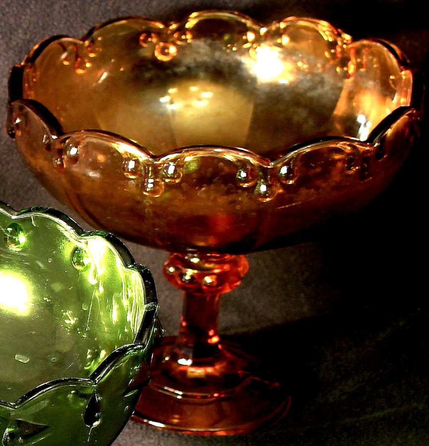 Garland Amber Carnival Round Compote (Height X Width) by Indiana Glass-1