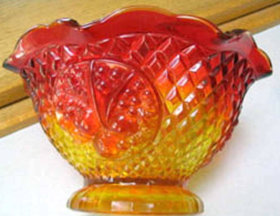 Canterbury Sunset (Amberina) 10" Round Crimped Bowl by Indiana Glass-1