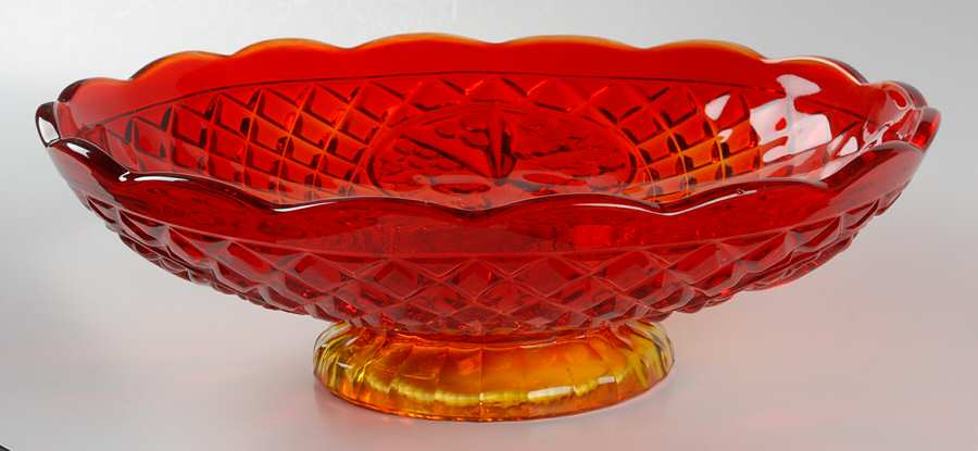 Canterbury Sunset (Amberina) 11" Footed Bowl by Indiana Glass-1