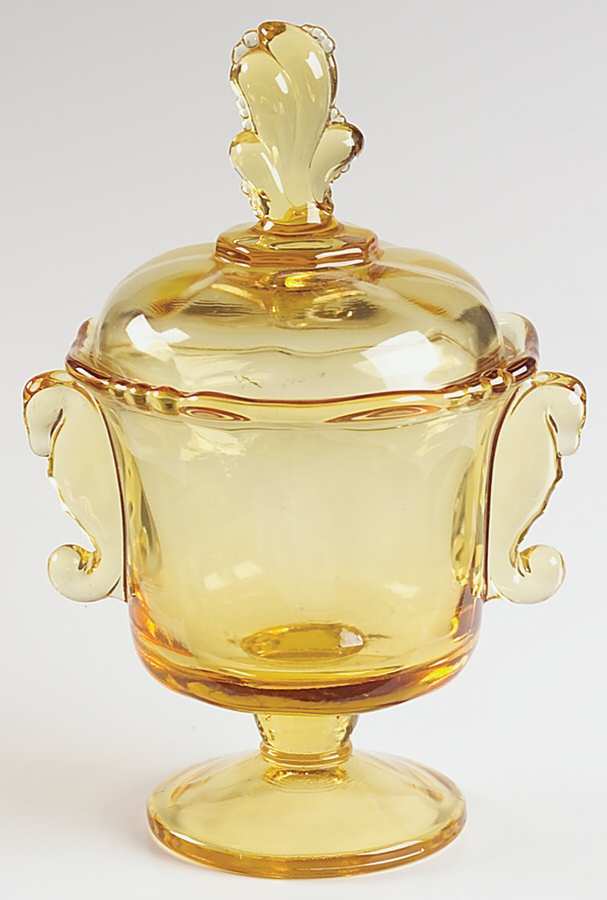 Waverly Yellow (Sunshine) Candy Dish & Lid by Imperial Glass-Ohio-1