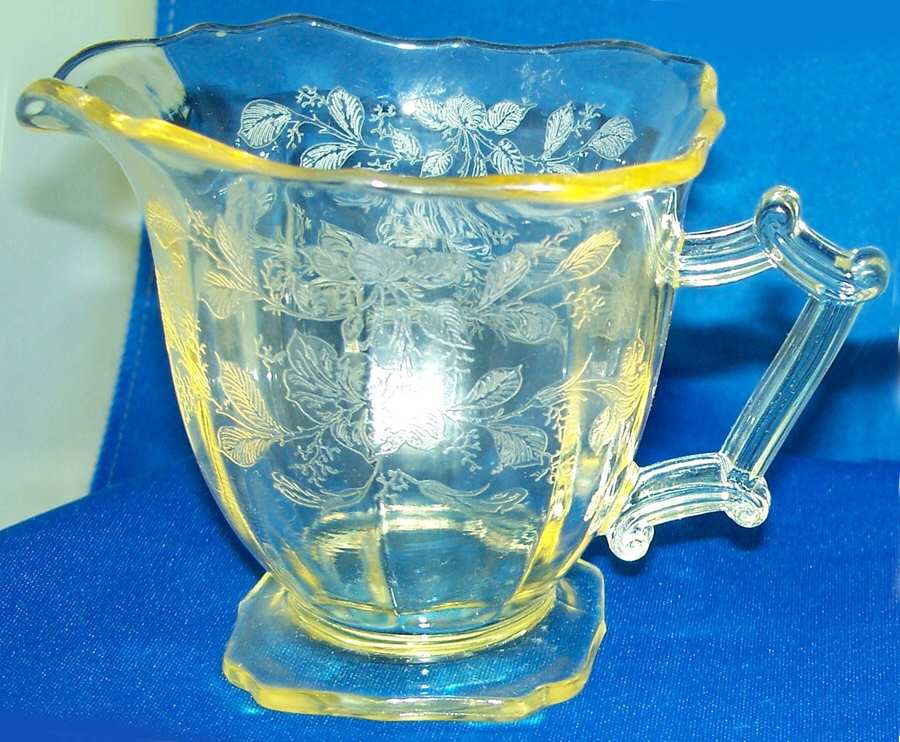 Bel Aire Etch Topaz Creamer by Imperial Glass-Ohio-1