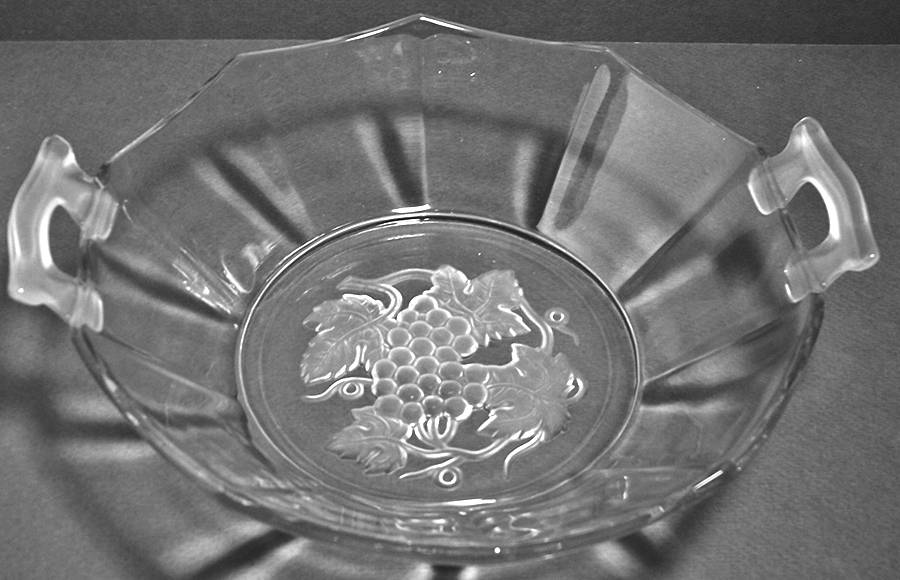 Intaglio Fruit (Line Molly 725) 8" Handled Bowl by Imperial Glass-Ohio-1