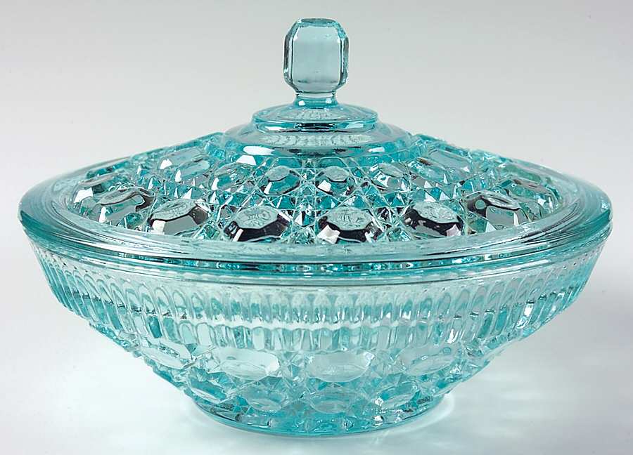 Windsor Aqua Candy Box & Lid by Indiana Glass-1