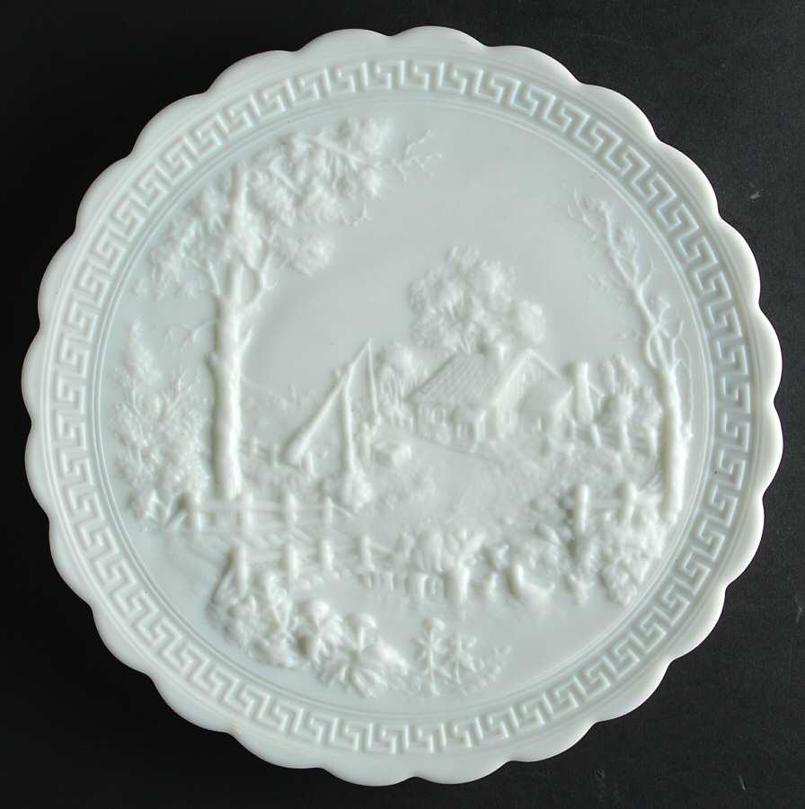 Homestead-Milkglass Frosted (Doeskin) 10" Decorative Plate by Imperial Glass-Ohio-1