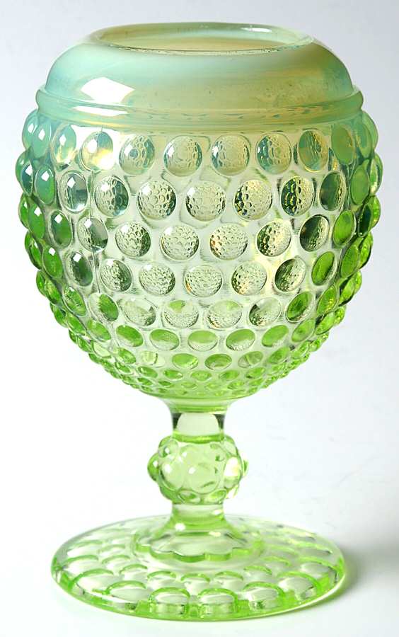 Early American Hobnail Dewdrop Opalescent Footed Ivy Ball Vase by Imperial Glass-Ohio-1