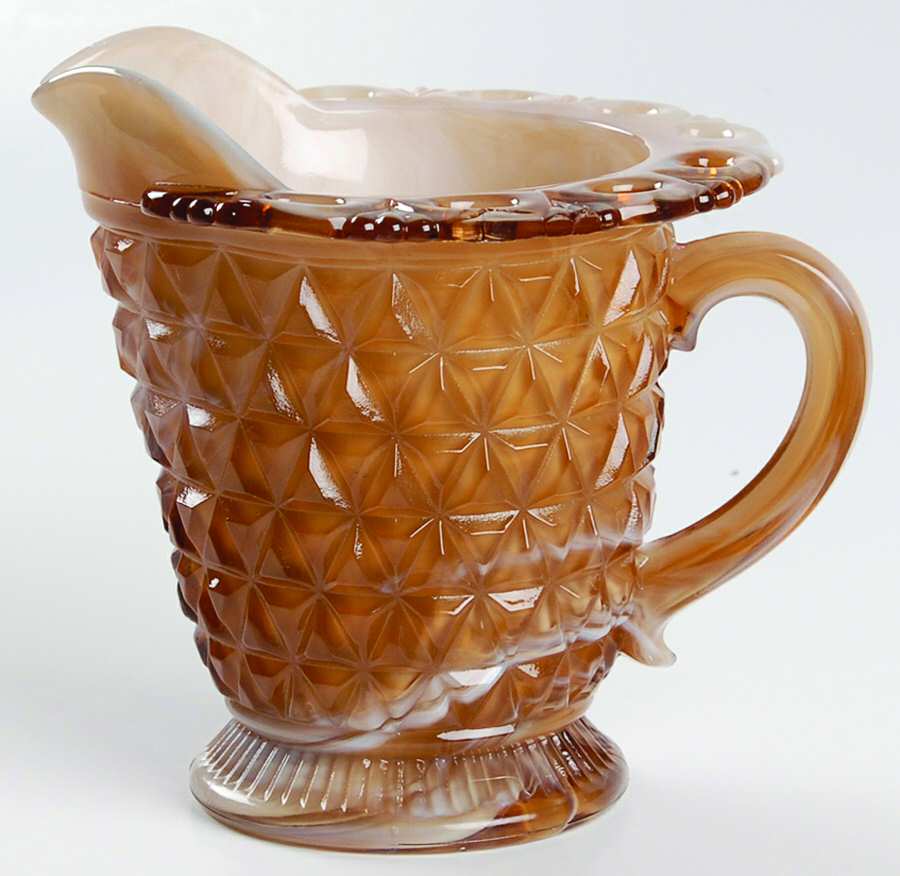 Laced Edge Caramel Slag Creamer by Imperial Glass-Ohio-1