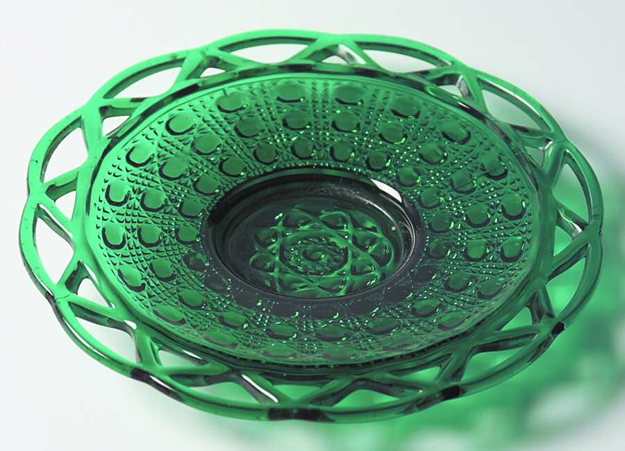 Laced Edge Stiegel Green 7" Salad Plate by Imperial Glass-Ohio-1
