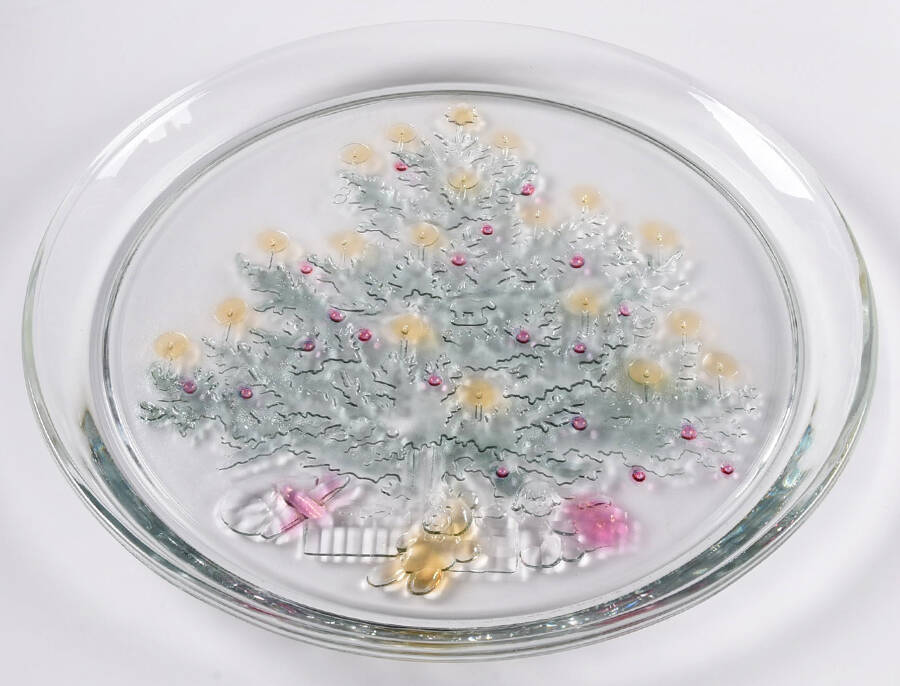 Rainbow Mist-Frost 13" Round Platter by Indiana Glass-1