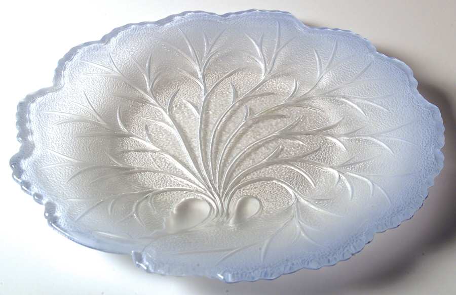 Pebble Leaf Blue Dinner Plate by Indiana Glass-1