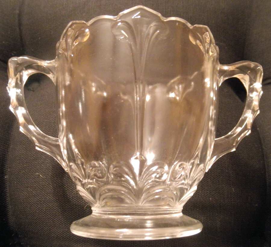 Double Fler de Lis Clear Open Sugar by Indiana Glass-1