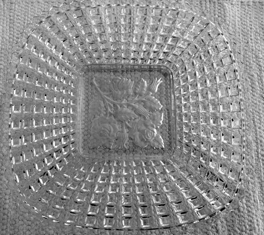 Monticello Floral Clear Square Plate by Imperial Glass-Ohio-1