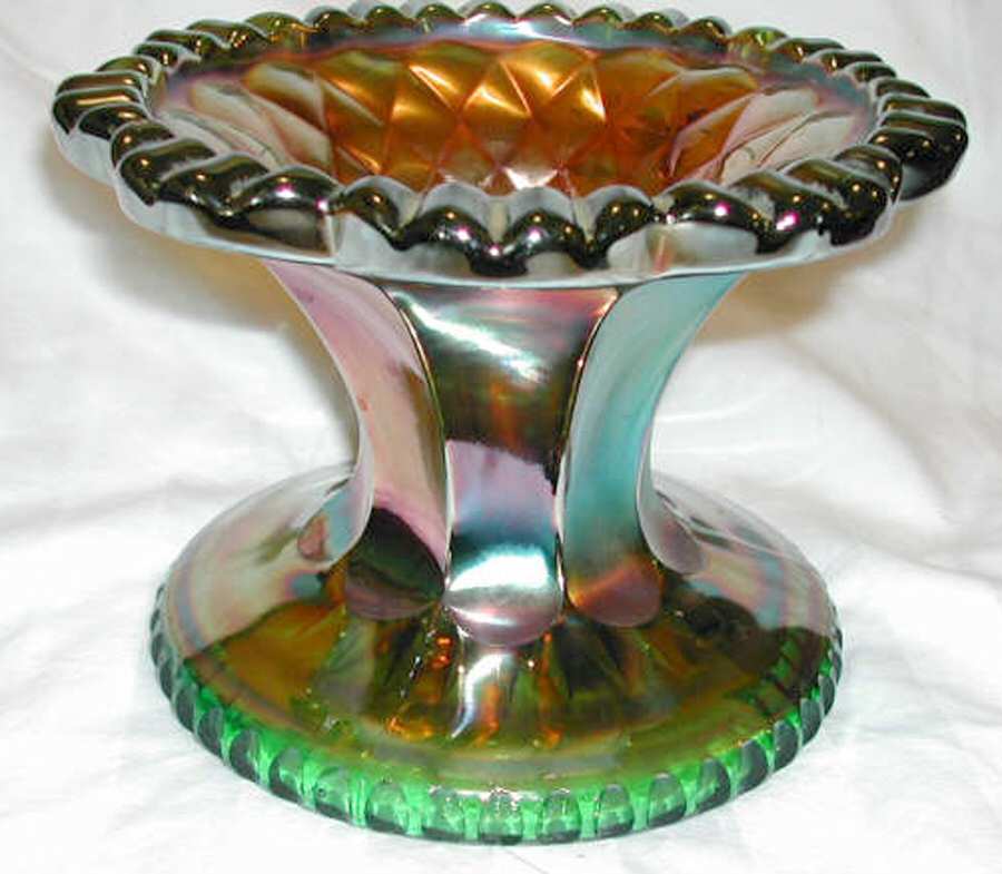 Heavy Grape Green Carnival Punch Bowl Stand by Imperial Glass-Ohio-1