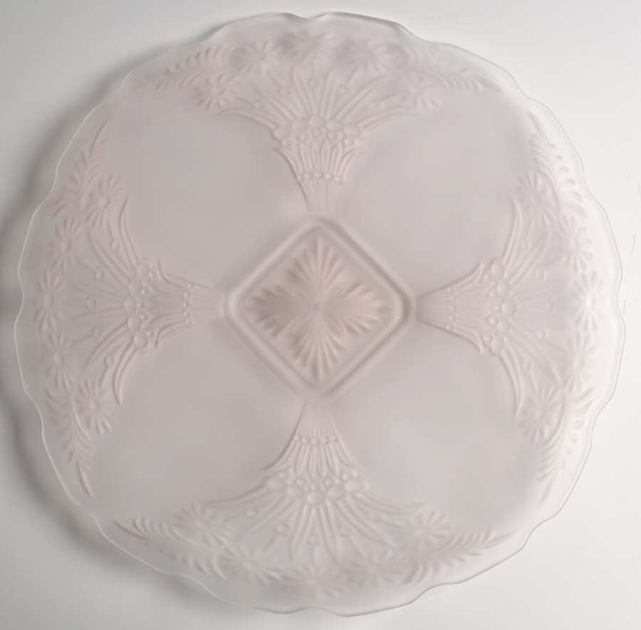 371 Frosted Pink 14" Sandwich Plate by Indiana Glass-1