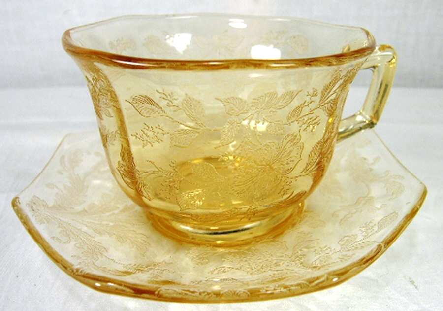 Bel Aire Amber Cup & Saucer Set by Imperial Glass-Ohio-1