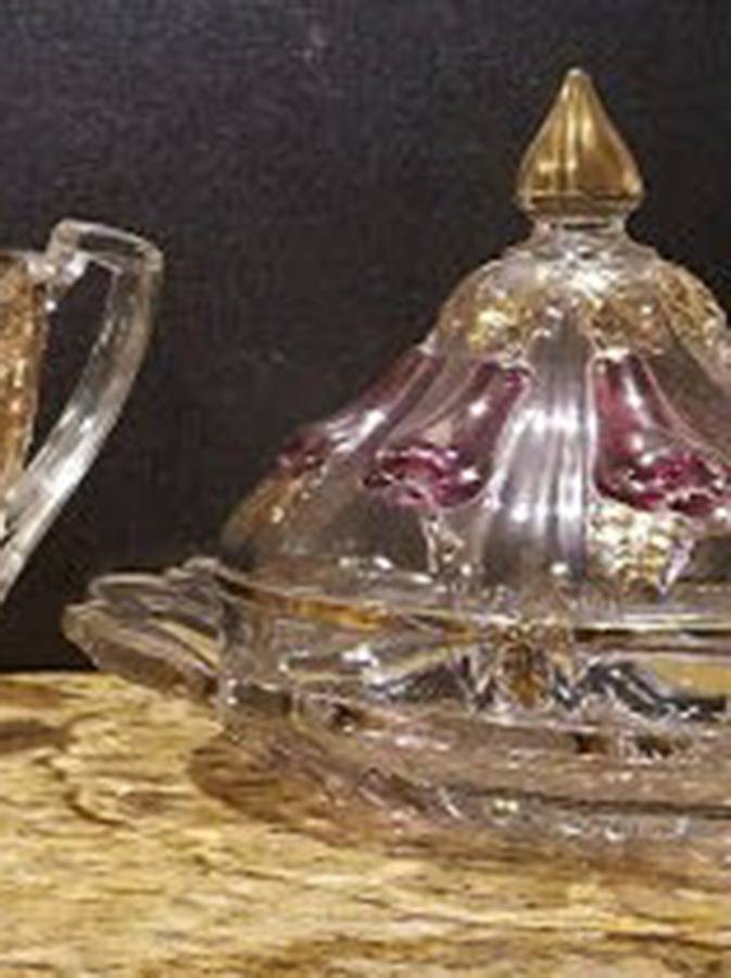 Bosc Pear Round Covered Butter by Indiana Glass-1