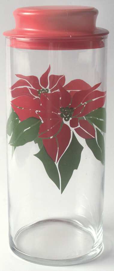 Poinsettia 8" Storage Jar & Lid by Indiana Glass-1