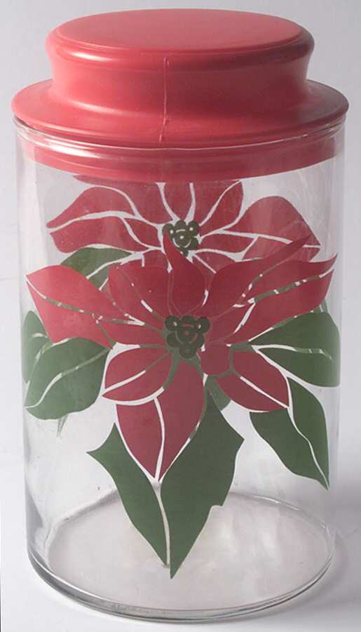 Poinsettia 6" Storage Jar & Lid by Indiana Glass-1