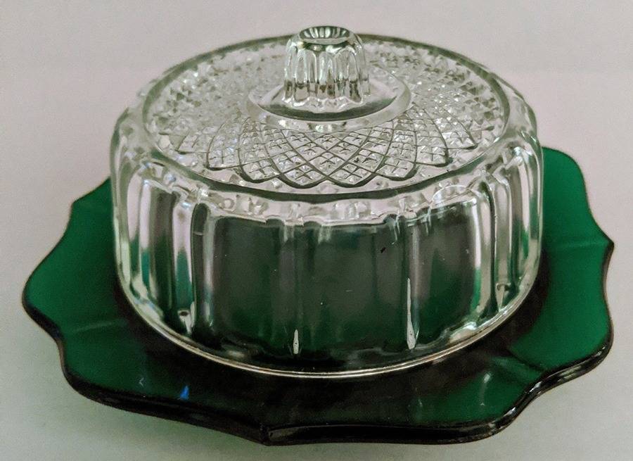 Blue Moon (Various Colors Cheese Dish & Lid by Imperial Glass-Ohio-1