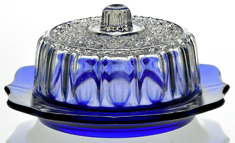 Blue Moon (Various Colors Cheese Dish & Lid by Imperial Glass-Ohio-1