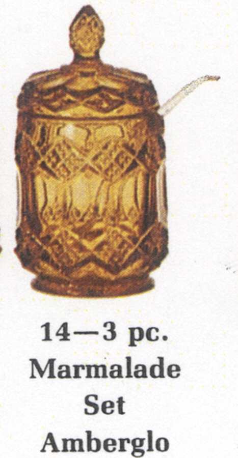 Three In One Amber Marmalade & Lid by Imperial Glass-Ohio-1